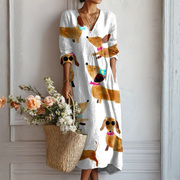 Clara effortless elegance multicolour dress with flattering silhouette