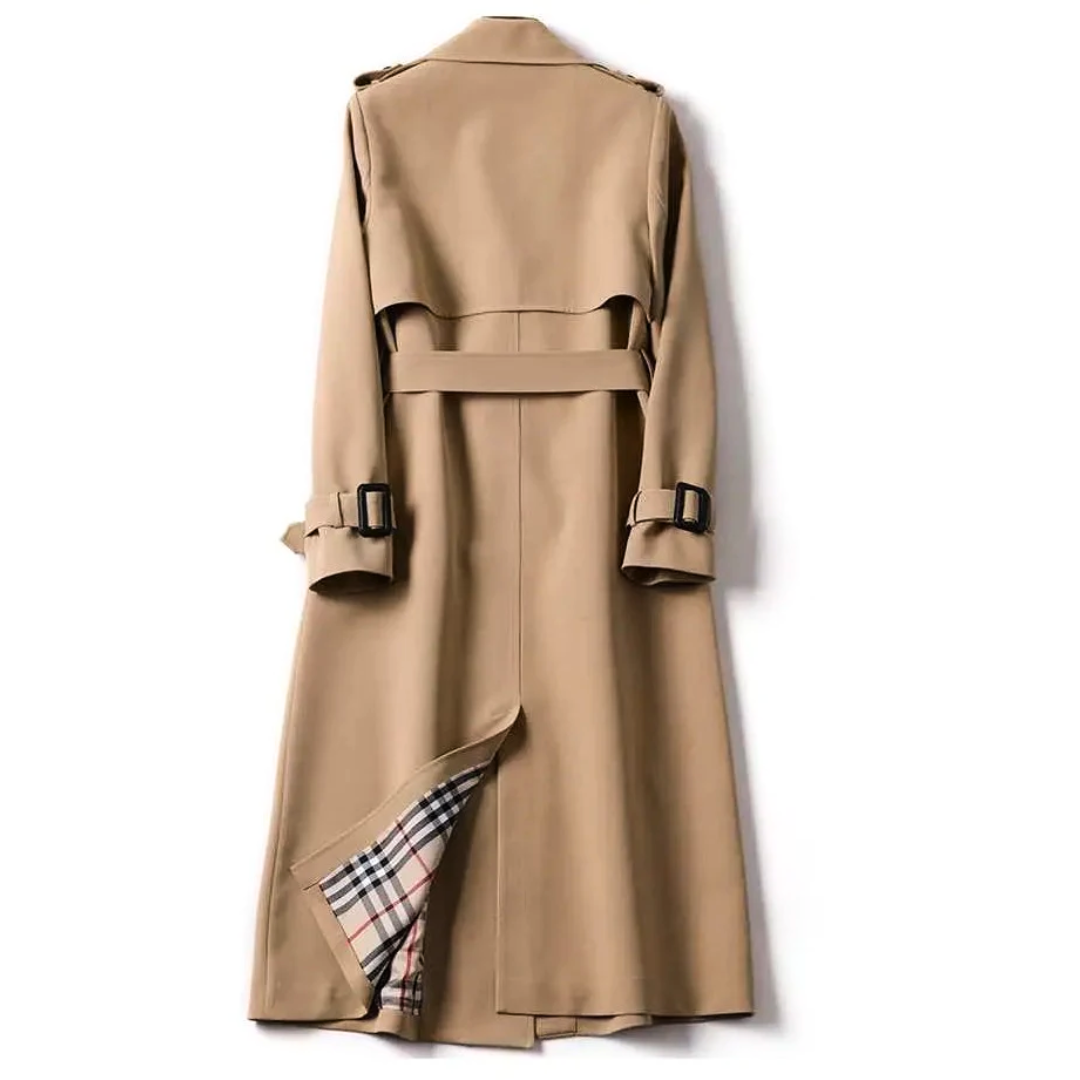 Berkley Lane belted longline trench coat with sleek buttons and adjustable waist