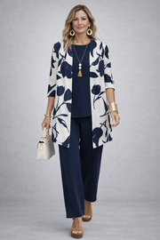 Evania blue three-piece coordinated set for women