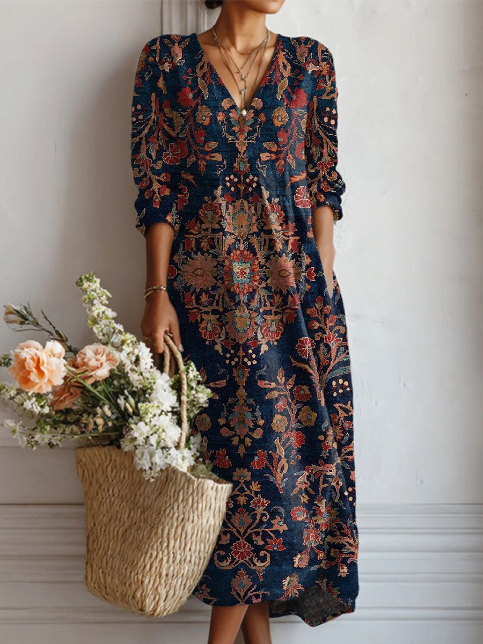 Alessia multicolour everyday comfort dress with relaxed silhouette and pockets