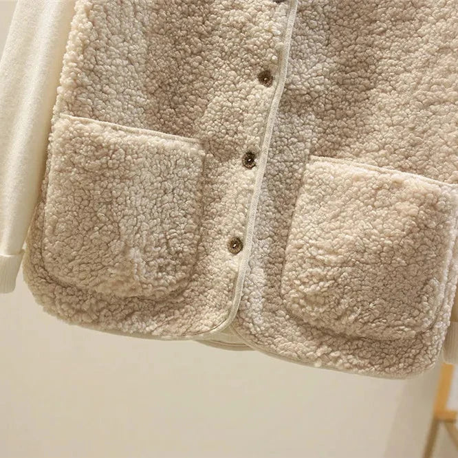 Faye luxe fleece vest in warm neutral tones, styled for easy everyday layering