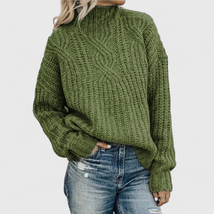 Lerynna sophisticated cable knit sweater shown in multiple colours