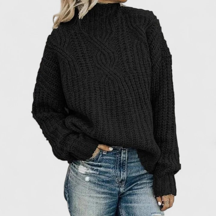 Lerynna sophisticated cable knit sweater shown in multiple colours