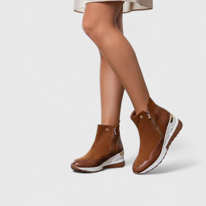 Maele | Suede Wedge Boots with Side Zip