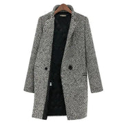 Dorothy refined winter coat with tailored cut and subtle textured finish in black and white