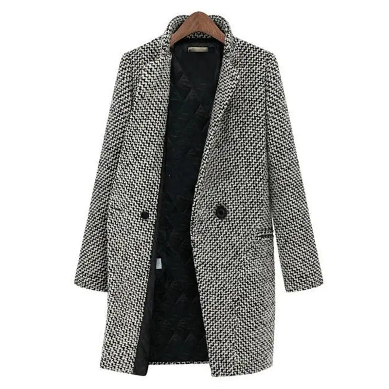 Dorothy refined winter coat with tailored cut and subtle textured finish in black and white