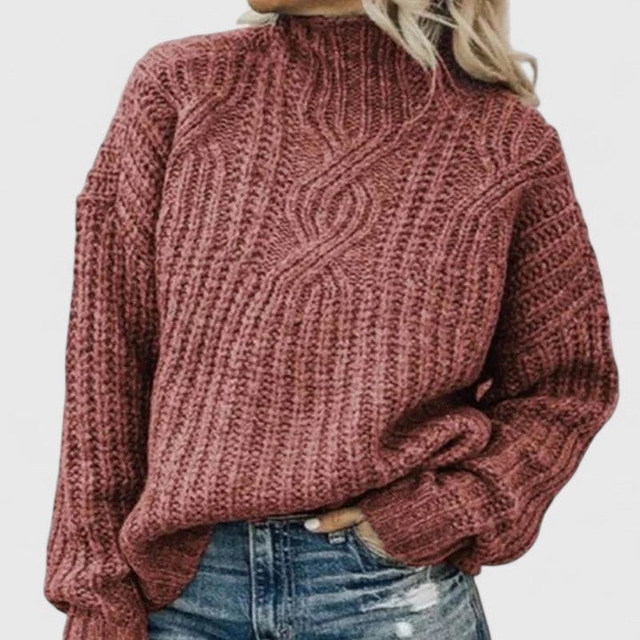 Lerynna sophisticated cable knit sweater shown in multiple colours