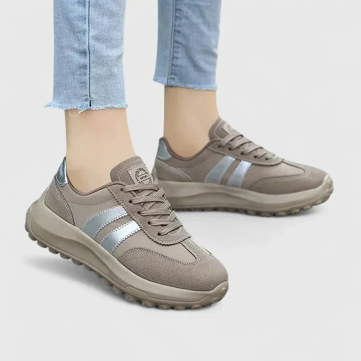 Grey low-top lace-up women's comfortable everyday sneakers