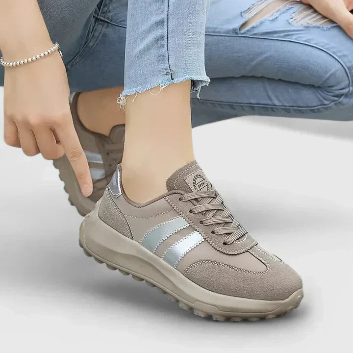 Grey low-top lace-up women's comfortable everyday sneakers