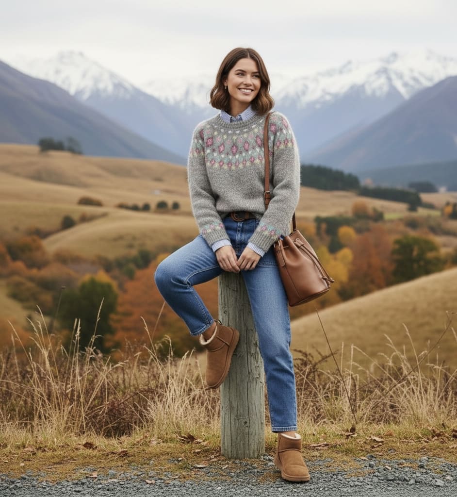 Joyce relaxed-fit jumper with vintage Nordic knit pattern and ribbed cuffs