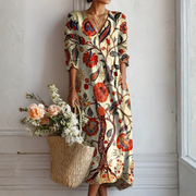 Kendra bohemian floral dress in a flowing multicolour print with a relaxed silhouette