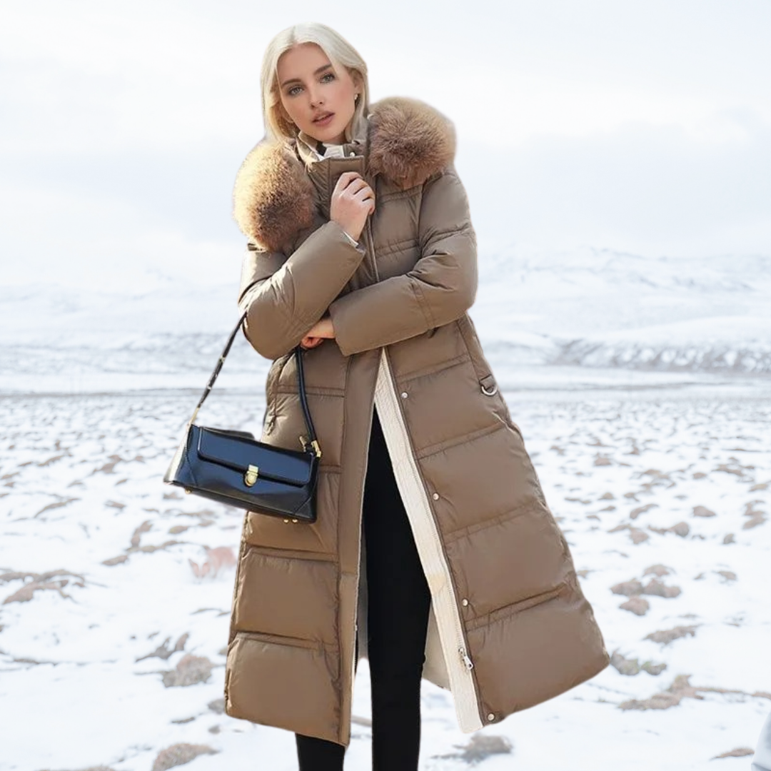 Lucia tailored parka with cosy fur-trimmed hood, shown in multiple colours