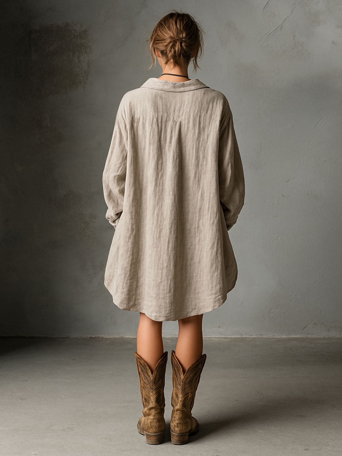 Yvette relaxed cotton linen dress in khaki with an easy summer silhouette