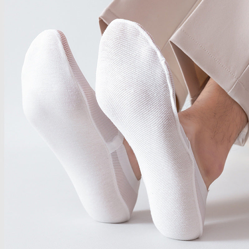 Invisible low-cut anti-slip cotton socks shown in neutral colours