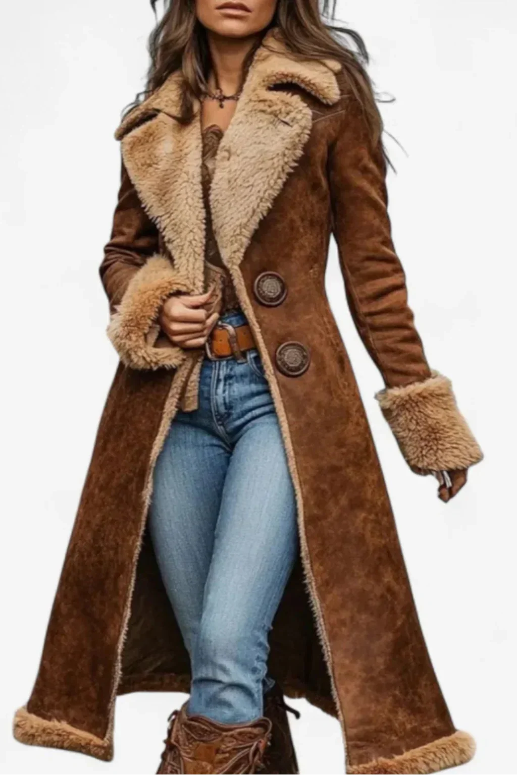 Madeline timeless long coat with elegant vintage-inspired silhouette for women