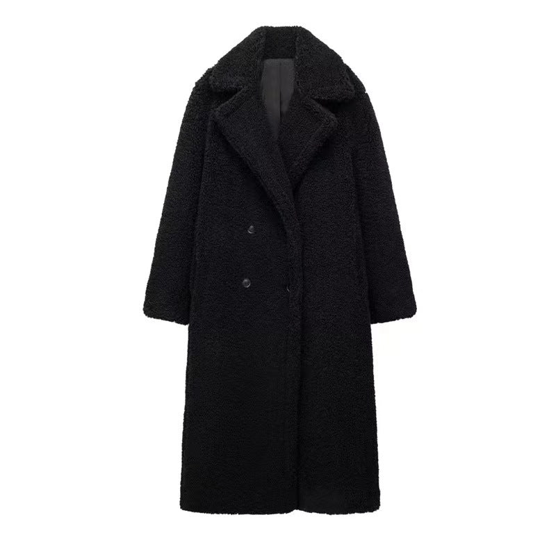 Isadora luxe teddy overcoat in beige, tailored fit for warm winter layering