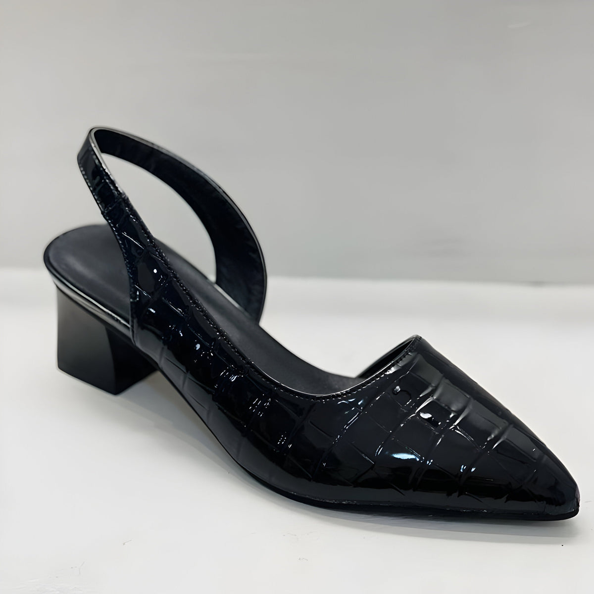 Wynn wide toe heeled shoes shown in black and brown