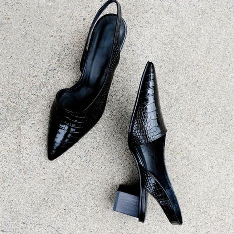 Wynn wide toe heeled shoes shown in black and brown