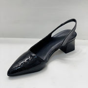 Wynn wide toe heeled shoes shown in black and brown