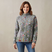 Maurine vintage floral print turtleneck sweater in multicolour with a cosy knit texture