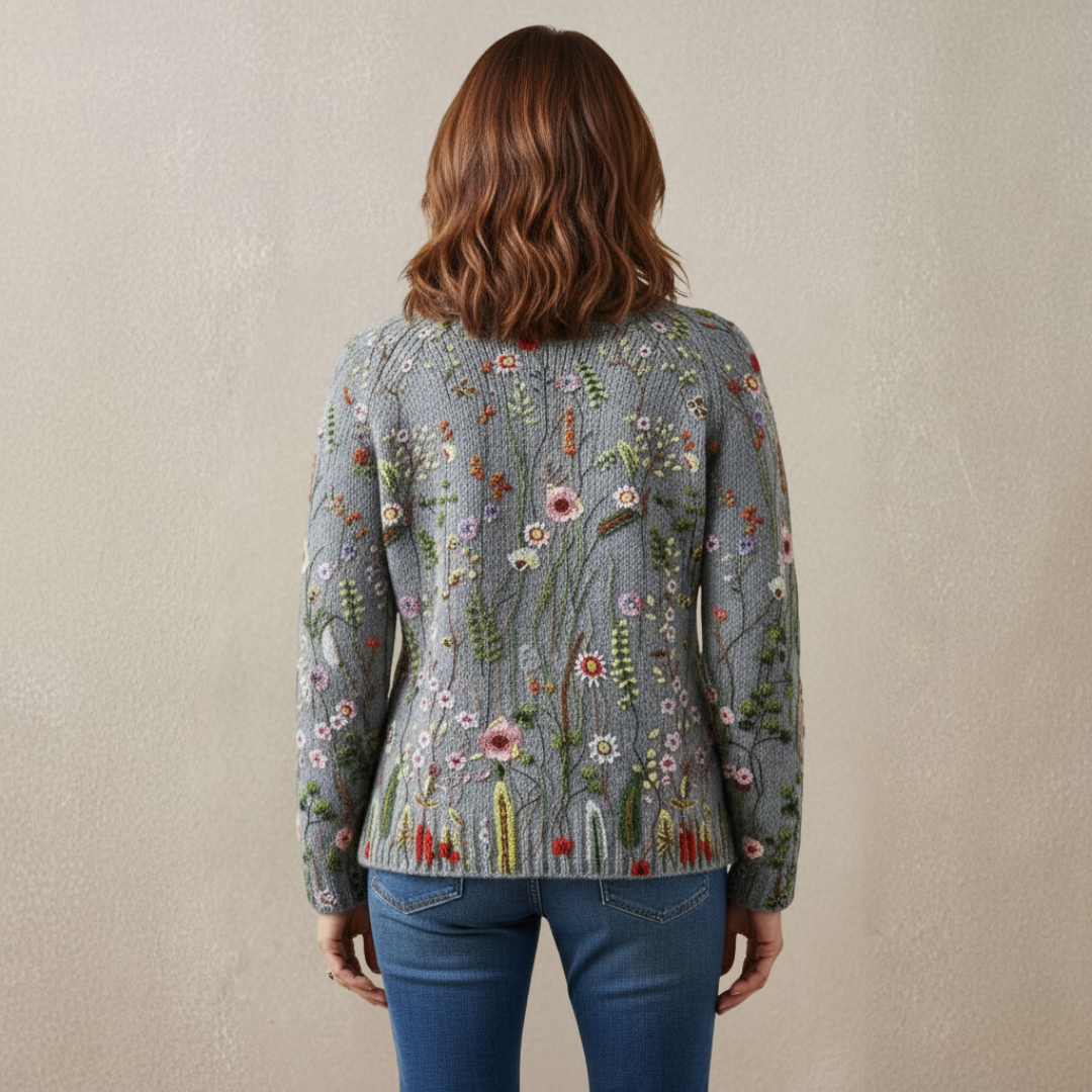 Maurine vintage floral print turtleneck sweater in multicolour with a cosy knit texture