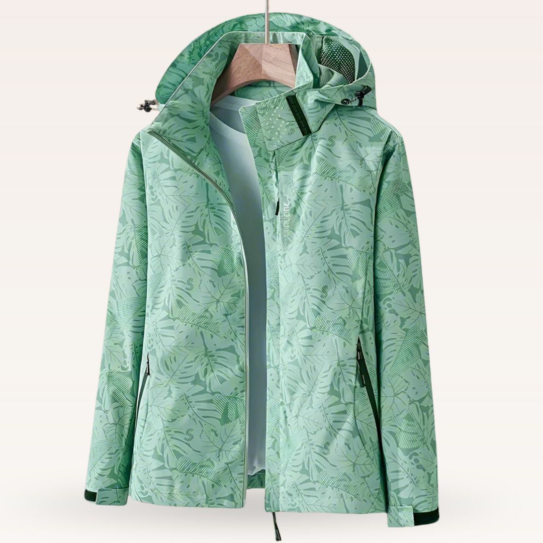 Lightweight women's jacket with a subtle leaf pattern, shown in several colours