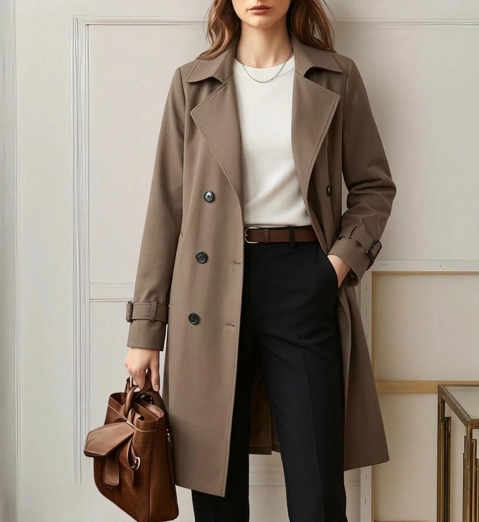 Kate khaki trench coat with a classic relaxed silhouette for women