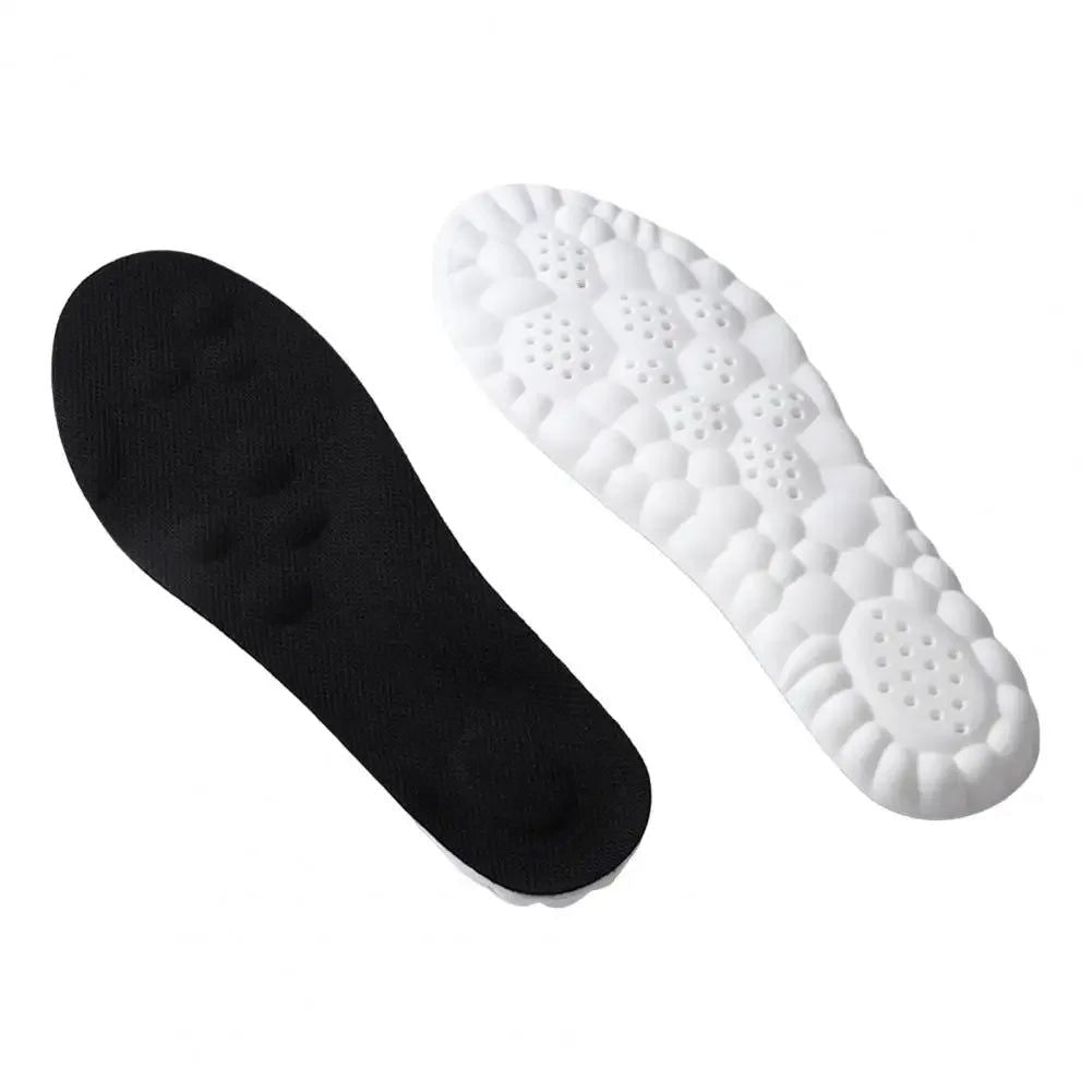 Cushioned arch support insoles with deep heel cup in orange, black and grey