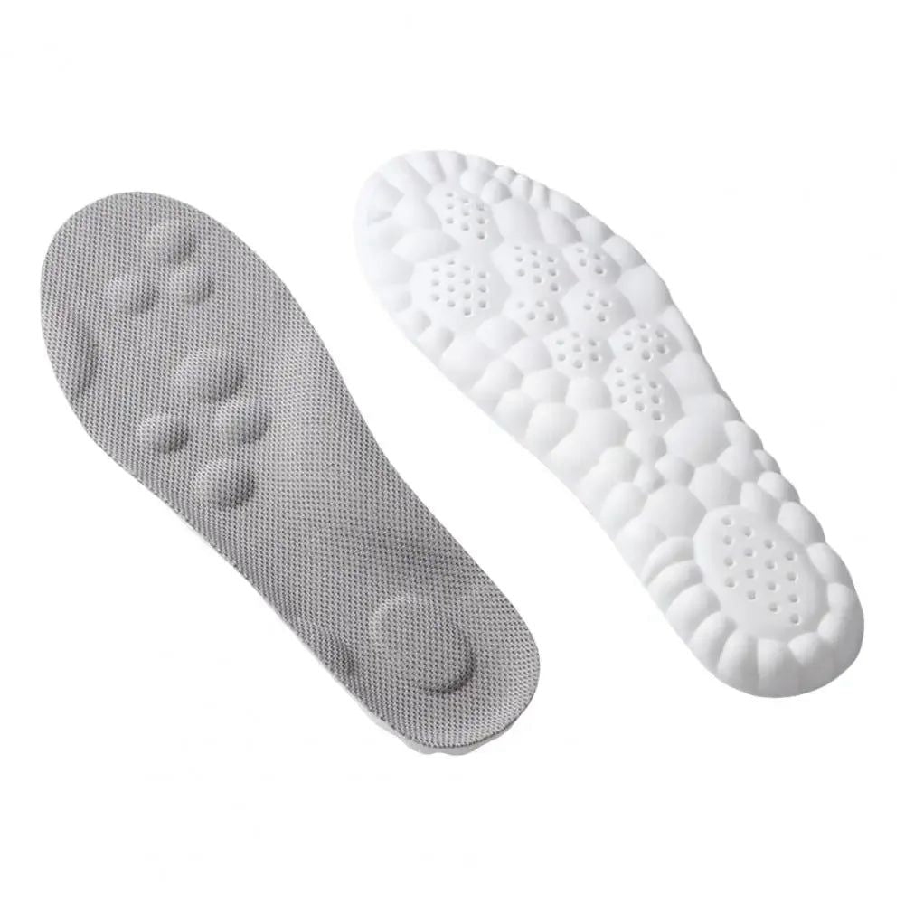 Cushioned arch support insoles with deep heel cup in orange, black and grey