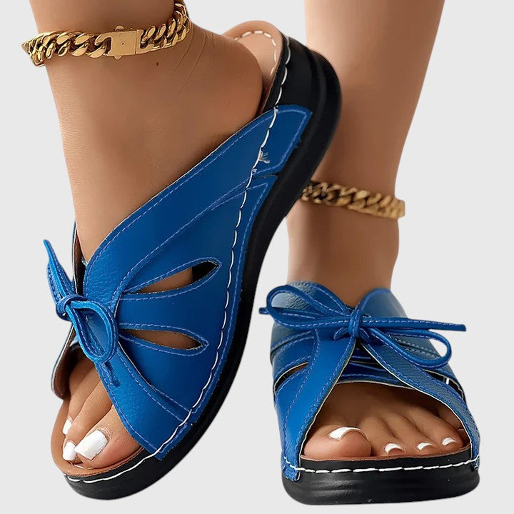 Elsinia | Contrast-Stitch Slip-On Cushioned Sandals