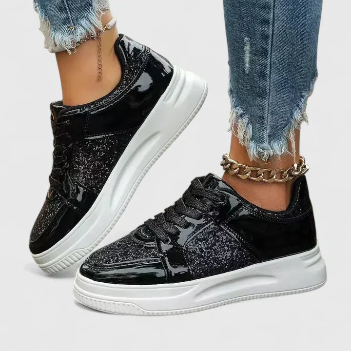 Faynelle orthopedic comfort shoes shown in silver, gold, black and rose red