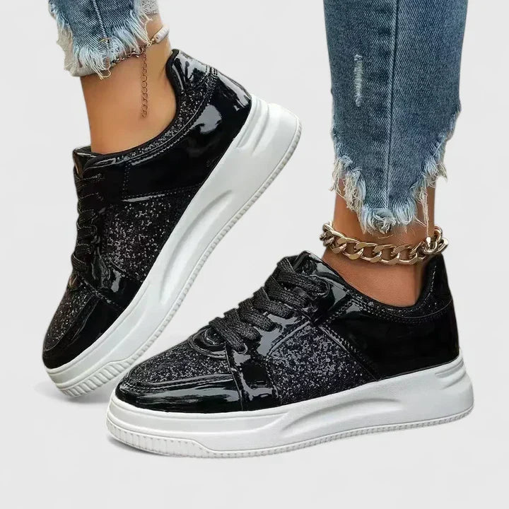 Faynelle comfortable slip-on sneakers shown in silver, gold, black and rose red