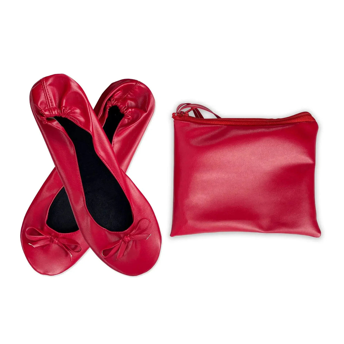 Foldable ballet flats with matching carrying case in neutral tones