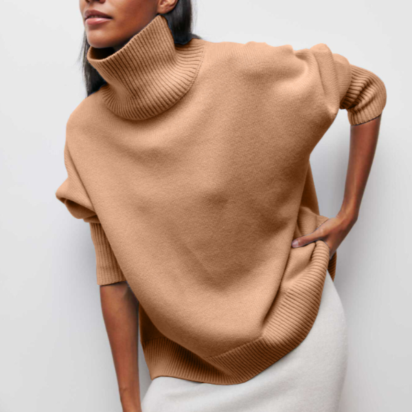 Avery high neck jumper in a soft cozy knit, shown in several colours