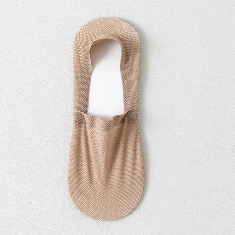 Invisible low-cut anti-slip cotton socks shown in neutral colours