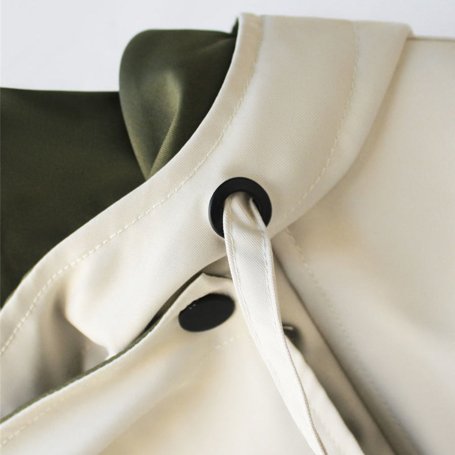 Fiore double-layer windbreaker jacket with drawcord waist and elastic cuffs in white, green and black