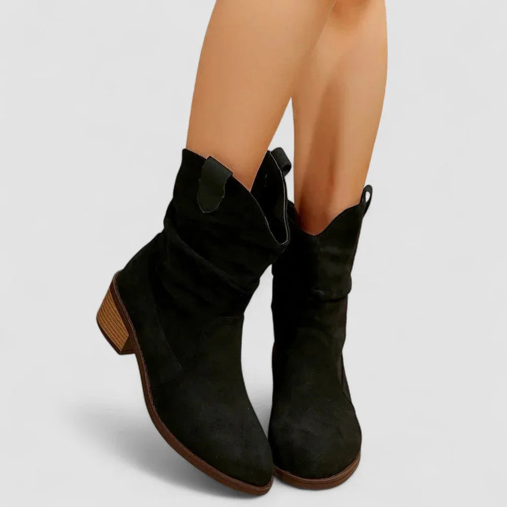Rachy orthopedic comfort boots with cushioned sole in brown and black