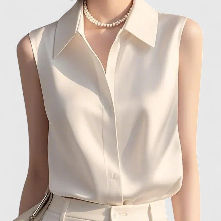 Lavinia sophisticated blouse shown in blue, pink, white and black colour options