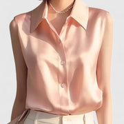 Lavinia sophisticated blouse shown in blue, pink, white and black colour options