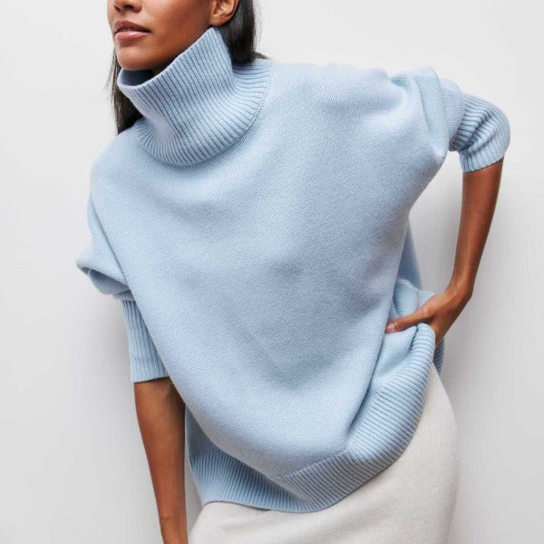 Avery high neck jumper in a soft cozy knit, shown in several colours
