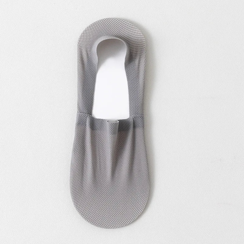 Invisible low-cut anti-slip cotton socks shown in neutral colours
