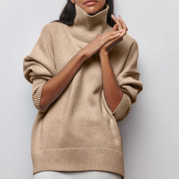 Avery high neck jumper in a soft cozy knit, shown in several colours