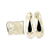 Foldable ballet flats with matching carrying case in neutral tones