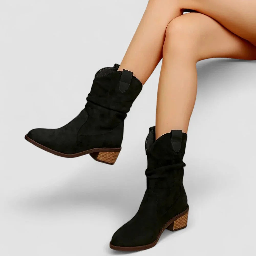 Rachy orthopedic comfort boots with cushioned sole in brown and black