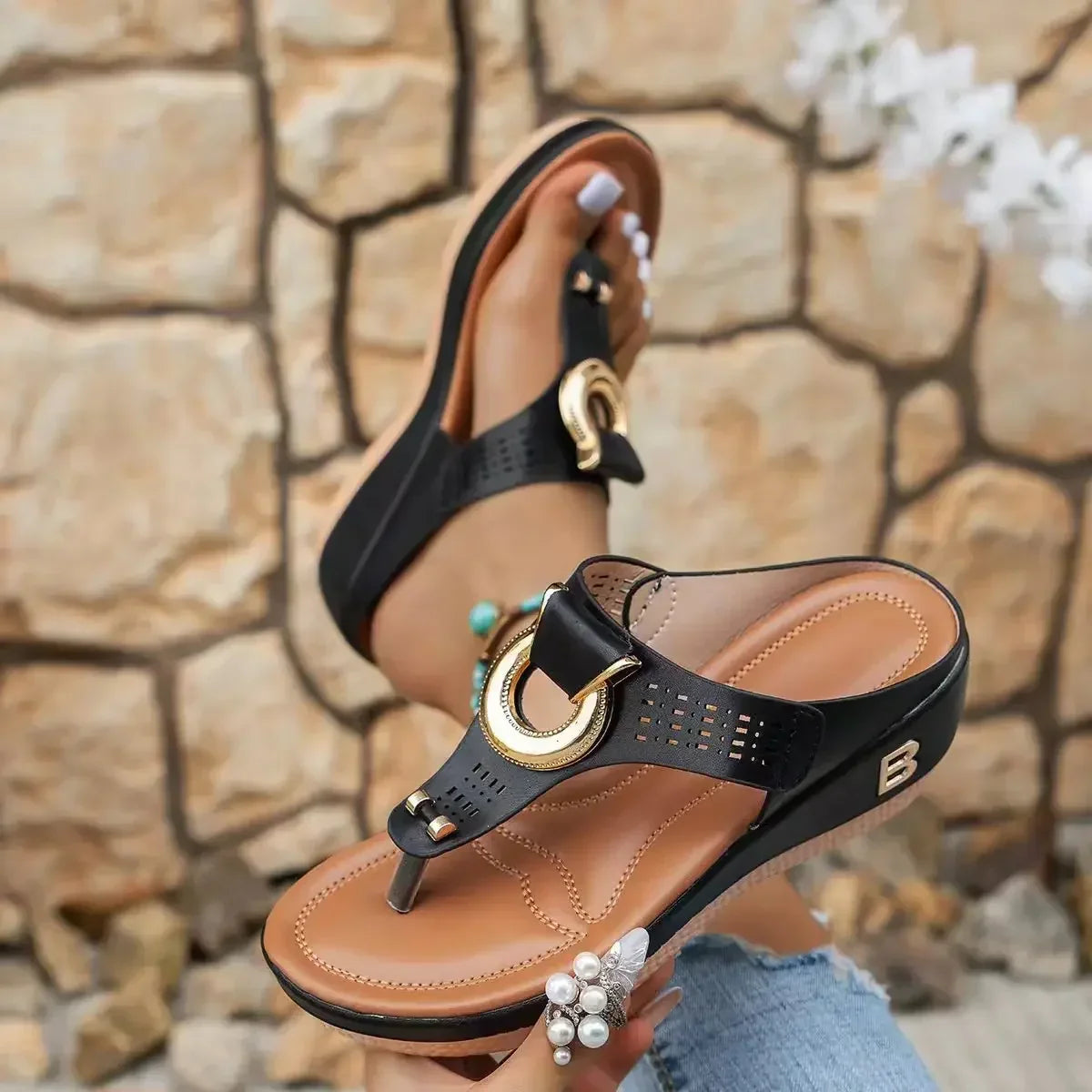 Cushioned platform summer sandals for women, shown in a range of colours
