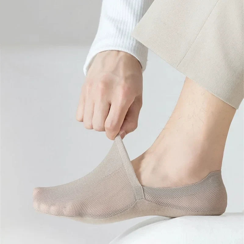 Invisible low-cut anti-slip cotton socks shown in neutral colours