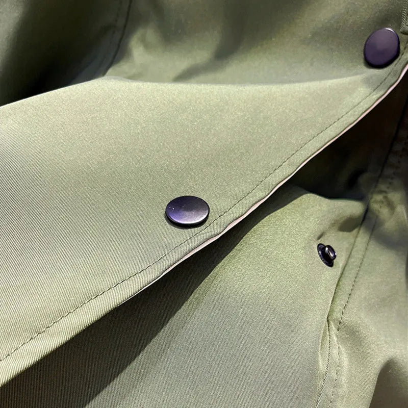 Fiore double-layer windbreaker jacket with drawcord waist and elastic cuffs in white, green and black