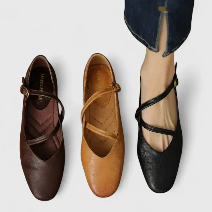 Kymberly comfortable everyday flat shoes shown in brown, black and coffee tones