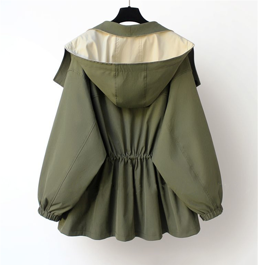Fiore double-layer windbreaker jacket with drawcord waist and elastic cuffs in white, green and black