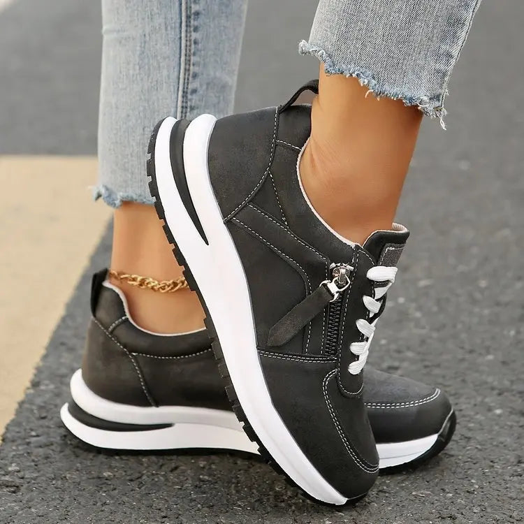 Maeve everyday lace-up runners shown in brown, gold, silver and black